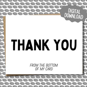 Vielen Dank von der Unterseite meiner Karte | Lustige digitale Dankeskarte | Printable Danke | Download Zuhause | Schwarz & Weiß | Innen leer