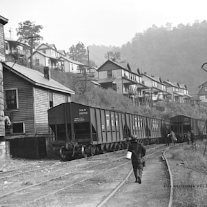 4x6 1938 Minero de carbón Ciudad minera FOTO Gran Depresión Casas de la Compañía Minera de Carbón de Virginia Occidental