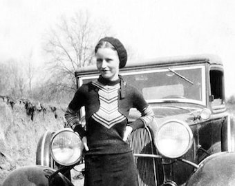 1933 Bonnie Parker PHOTO Gangster Bonnie and Clyde Gang Prohibition Era Car