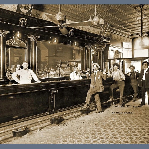 5x7 Wild West Kansas Saloon PHOTO Bar Old Tavern Cowboys 1906 Western Pub