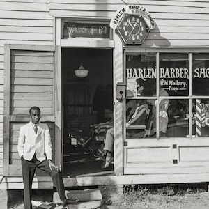 5x7 1938 Harlem Black Barber Shop PHOTO Vintage African American Shop Salon Haircut North Carolina
