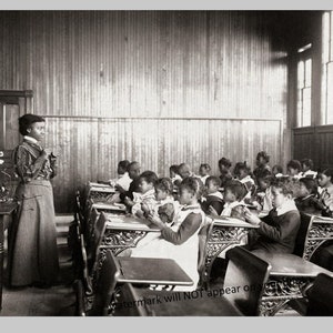 5x7 1900 African American School PHOTO Black Children Teacher Segregation One Room Schoolhouse