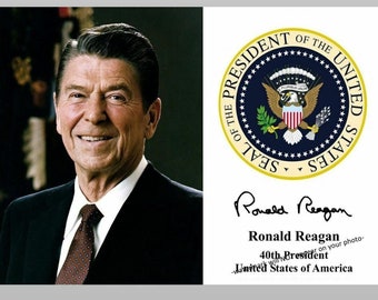 5x7 Presidente Ronald Reagan FOTO Oficial Retrato Arte Impresión Sello Autógrafo Reproducción