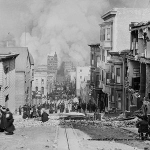 5x7 1906 San Francisco Earthquake Fire PHOTO Residents Watch It Burn Down California Quake Destruction Burned
