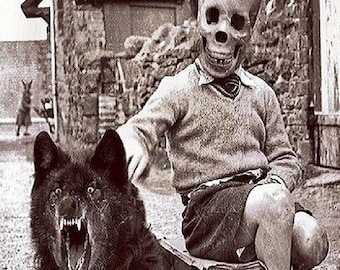 4x6 Vintage Freak Child Midget Wolf PHOTO Creepy Dog, Scary Man, Weird Circus Clown