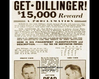 John Dillinger Mugshot Photo 1930s Photograph Print - Etsy