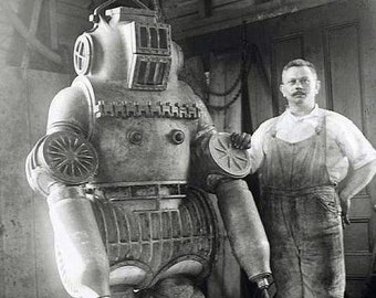 4x6 Vintage Freaky Robot Man PHOTO Creepy Weird Strange Freak Steampunk Circa 1910