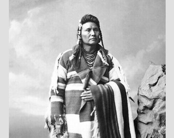 4x6 1877 Jefe Joseph FOTO Nez Perce Indio Nativo Americano Guerrero Retrato Líder Indio Nativo Americano