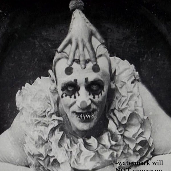 4x6 Vintage Creepy Circus Clown Scary PHOTO Freak Creepy Weird Spooky Odd Head Devil