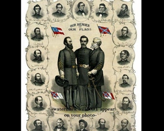 11x14 General Robert E Lee + Generals PHOTO Rebel Confederate Civil War Poster CSA