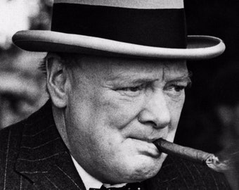 5x7 Winston Churchill Smoking Cigar PHOTO British Prime Minister UK World War Leader