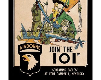 11x14 Vietnam War Paratrooper Recruitment Poster PHOTO 101st US Army Airborne US Army 101st Airborne United States Recruiting
