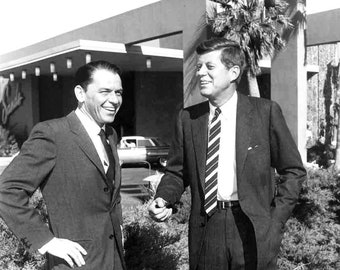 5x7  Frank Sinatra PHOTO President John F Kennedy JFK Pose Laughing, Rat Pack Las Vegas Casino Star