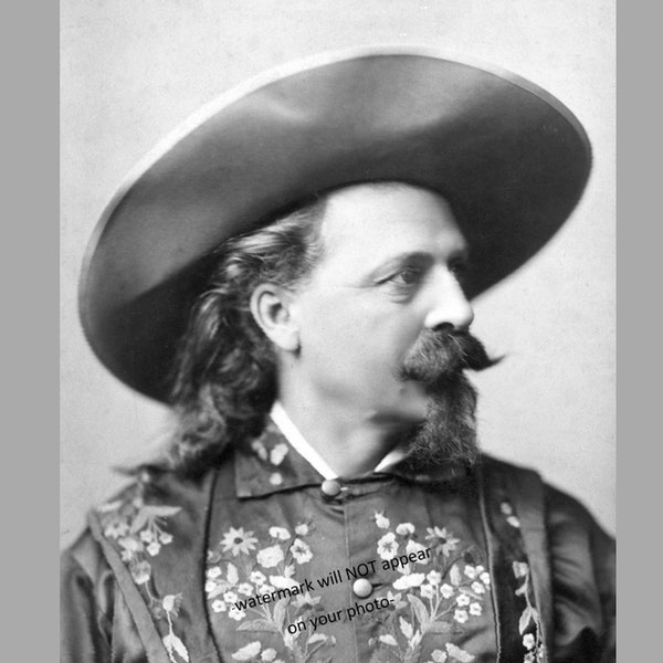 5x7 1889 Buffalo Bill Cody PHOTO Cowboy Pony Express Rider Old Wild West Show, Soldier, Buffalo Hunter