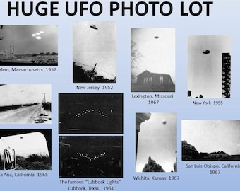 Huge UFO Flying Saucer 10 PHOTO Lot Project Blue Book Files, 10 Amazing UFO Photos Aliens Life