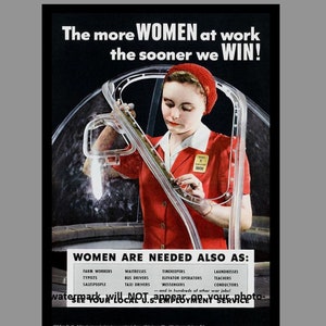 5x7 Rosie the Riveter PHOTO World War 2 Need Women to Work War Effort Recruiting Poster Photo Propaganda Girl Power Womens Rights