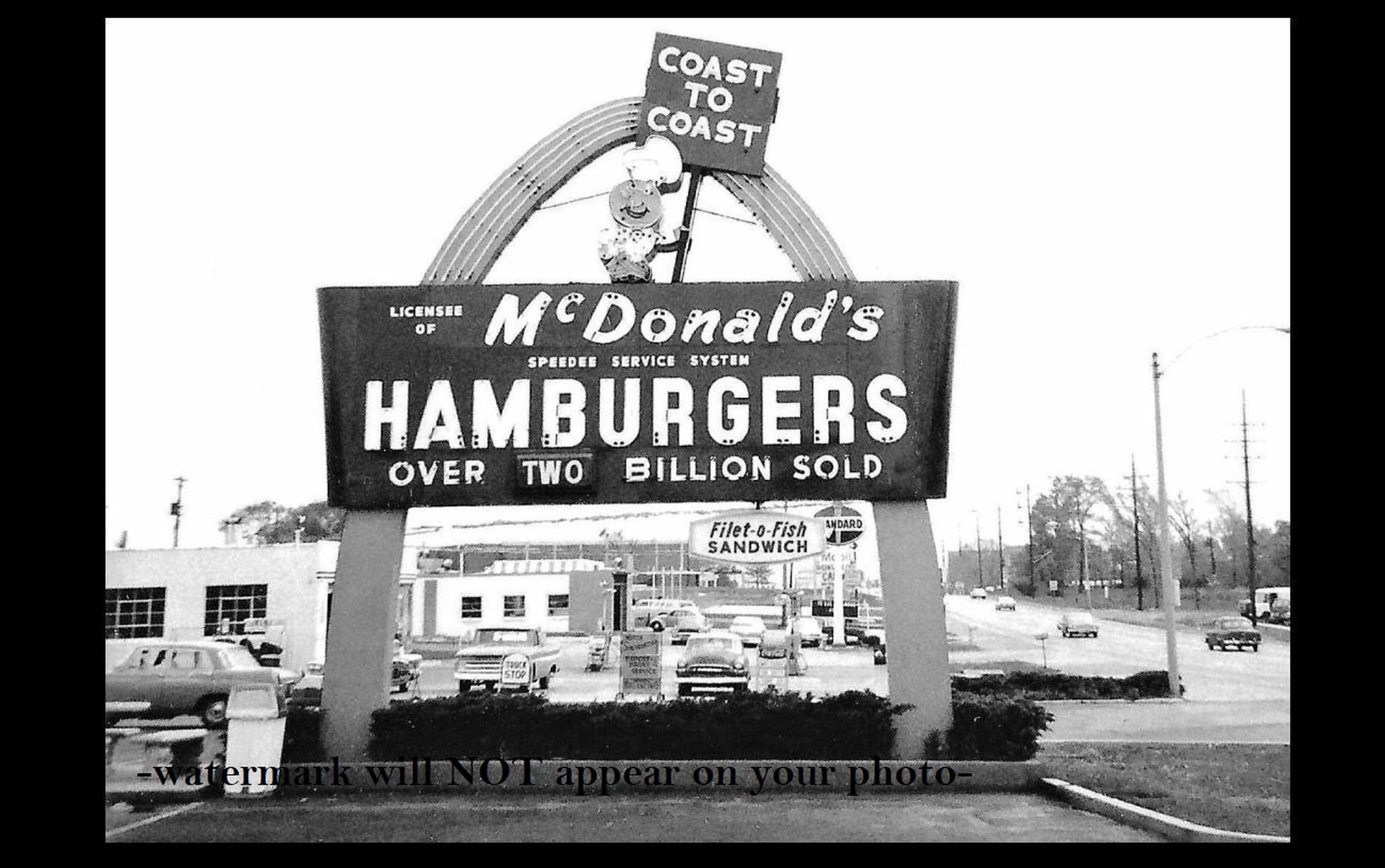 5x7 Vintage Mcdonald's Restaurant PHOTO Sign Burger Joint 1960s