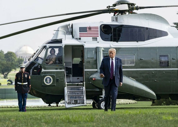 5x7 ドナルド・トランプ大統領 写真 マリーンワン ヘリコプター