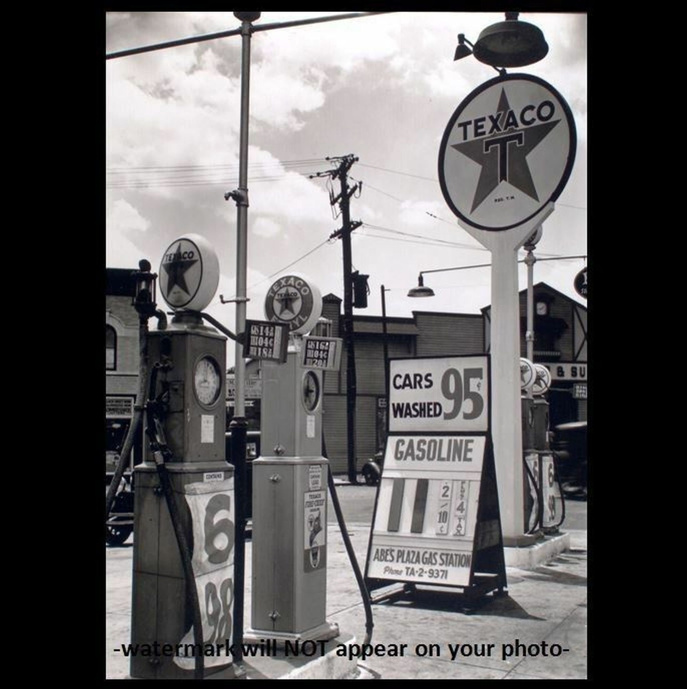 Vintage 1935 Texaco Gas Station PHOTO Pumps Service Station Bronx New York Great Depression Oil Company Wall Decor