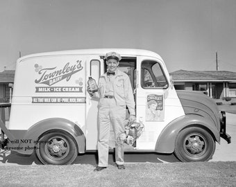 4x6 ヴィンテージ アイスクリームトラック ミルクトラック 写真 1953年