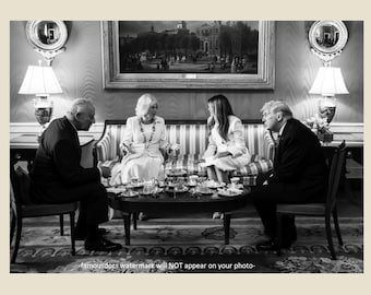 5x7 Donald Trump King Charles PHOTO Tea With Melania Queen Camilla Group Photo 2026 White House