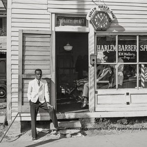 11x14 1938 Harlem Black Barber Shop PHOTO Poster  Vintage African American Shop Salon Haircut North Carolina