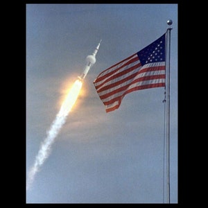 5x7 Apollo 11 Launch PHOTO Moon Landin Mission Saturn V Rocket  Lift-off US American Flag, Neil Armstrong Michael Collins Buzz Aldrin