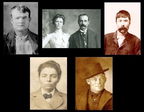 5 Pics, Butch Cassidy Wild Bunch Gang PHOTO Lot, 5 MUG SHOTS 1893,1900,1902  Kid Curry Wild West Outlaws Gang