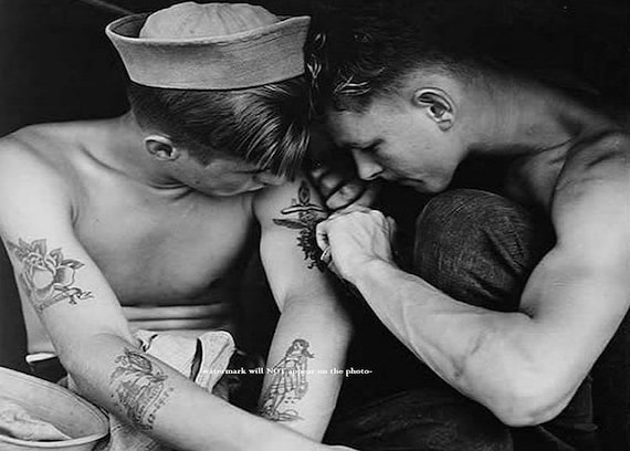 Hot vintage sailor navy tattoo photo