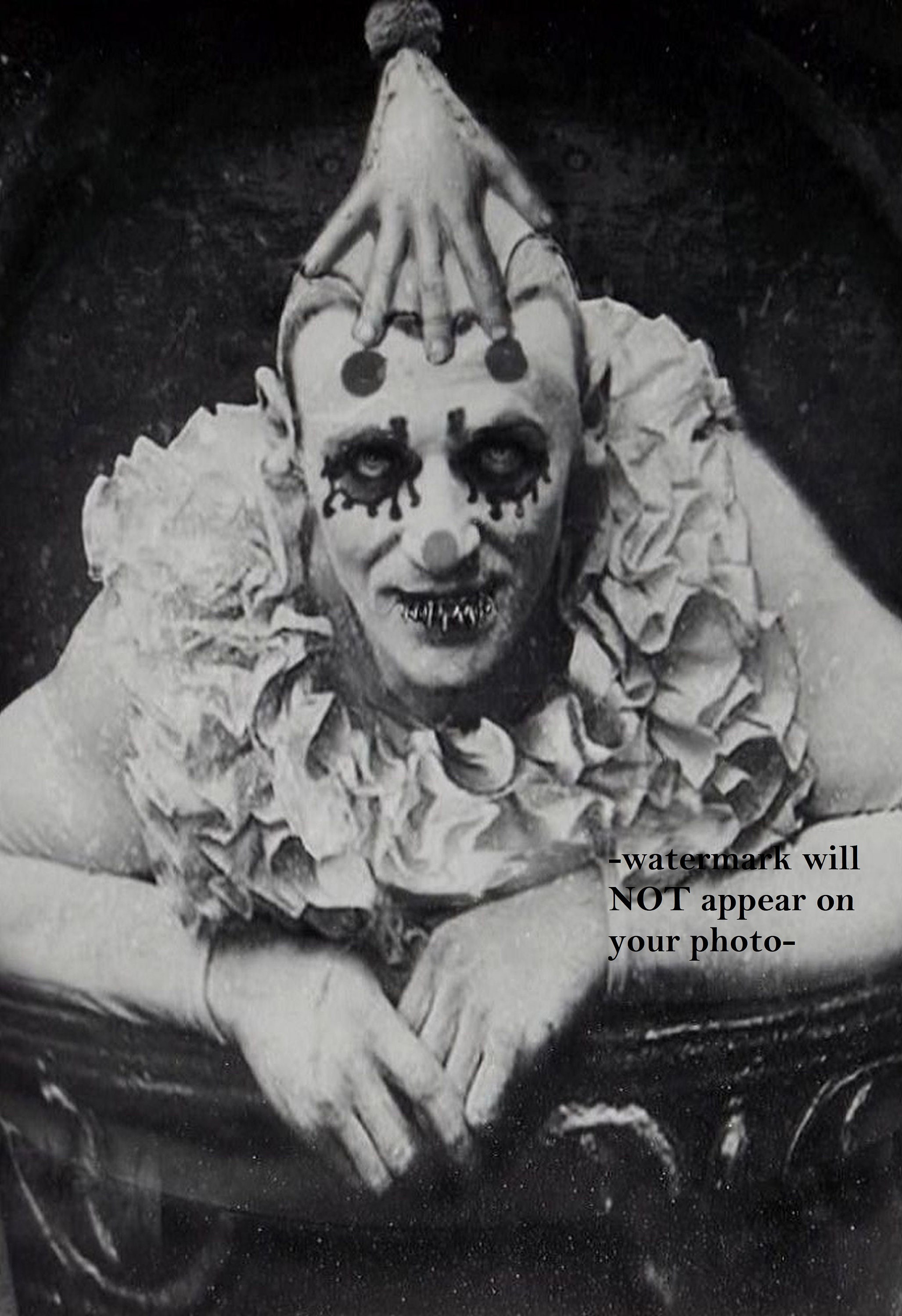 4x6 ヴィンテージ 不気味なサーカス ピエロ 怖い写真 変人 不気味 奇妙