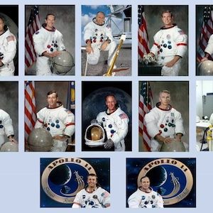 HUGE LOT of 12 Apollo Photos, All Astronauts Who Walked on Moon Lot, Apollo 11 13 Missions Neil Armstrong Buzz Aldrin 5x7 Photo Collection