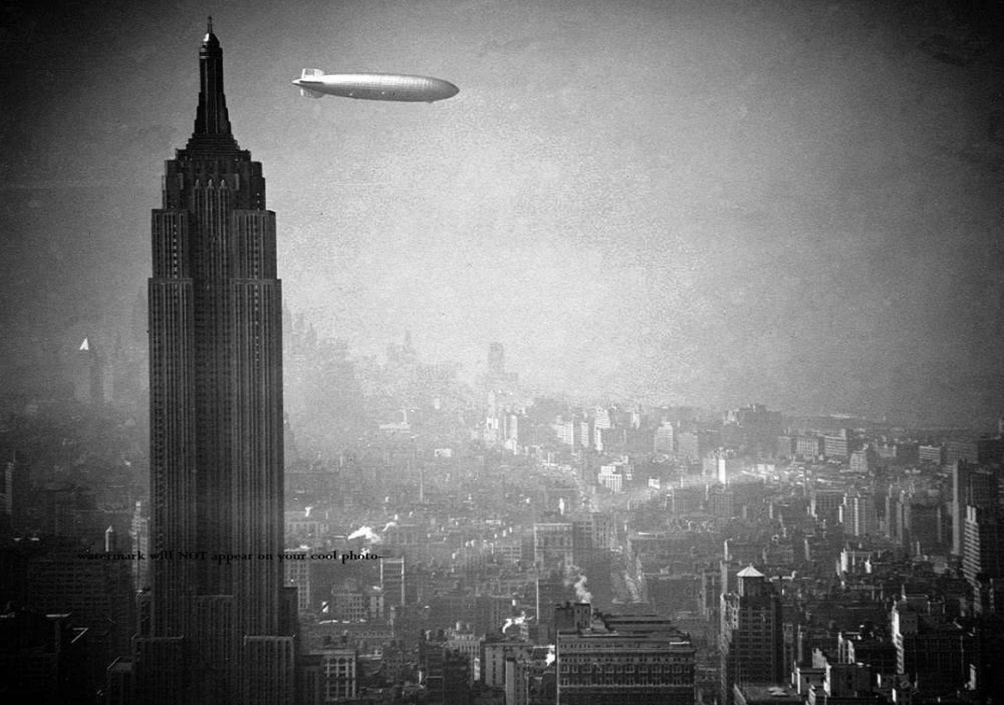 5x7 1936年 ヒンデンブルク飛行船 ニューヨーク市上空 写真 エンパイア