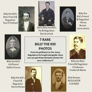 Cool Lot of Billy the Kid PHOTOS Regulators Gang, Girlfriend Pals, 7 PHOTO LOT William Bonney 4x6 Pics