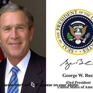 5x7 President George W Bush Official PHOTO Portrait Art Print Seal Autograph Repro