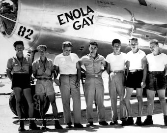 5 x 7 Enola Gay Crew B-29 bommenwerper FOTO, gedropte atoombom Little Boy, Hiroshima Japan Manhattan Project Tweede Wereldoorlog