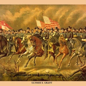 8x10 General Ulysses S Grant PHOTO Civil War Generals Poster Union Commander United States President Grant Horseback Horse