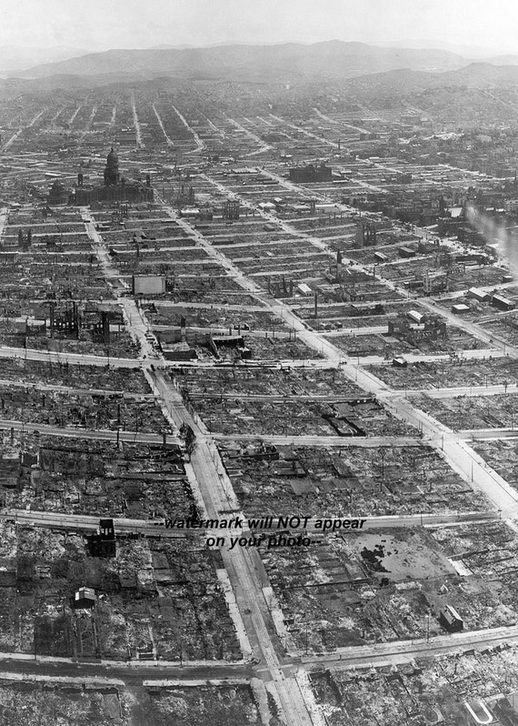 5x7 1906 サンフランシスコ地震火災写真 航空写真 カリフォルニアの