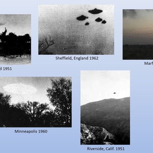 5 UFO Flying Saucer Photos, Project Blue Book CIA files collection 5 PHOTO Lot Aliens Life from space