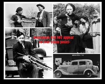 11x14 Bonnie & Clyde Gang PHOTO Poster Prohibition Gangster Collage Speakeasy Bar Decor Art