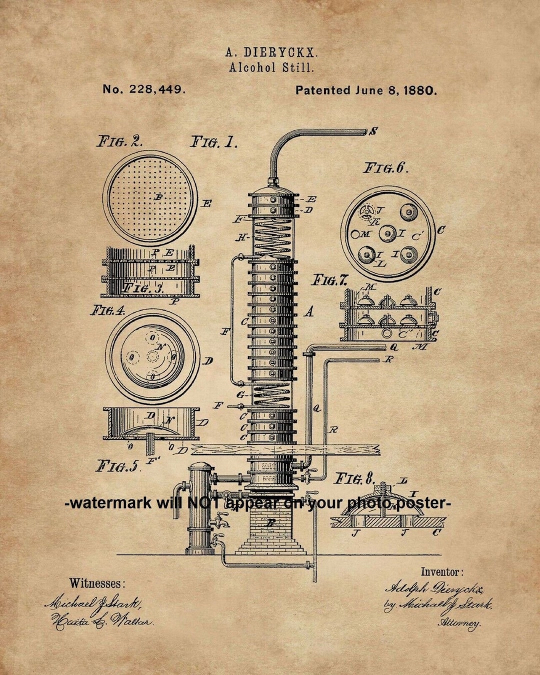 8x10 Prohibition Whiskey Still Photo Poster PATENT Design ART Print ...