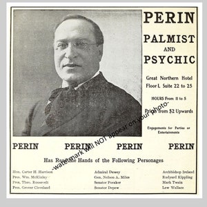 5 x 5 vintage diseuse de bonne aventure photo Palm Reader Psychic to the Stars 1902 Mystic Creepy Circus Palm Reader Scary Psychic Taro Card Reader