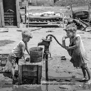 5x7 1939 Great Depression Kids PHOTO Oklahoma Migrant Camp Dust Bowl Era