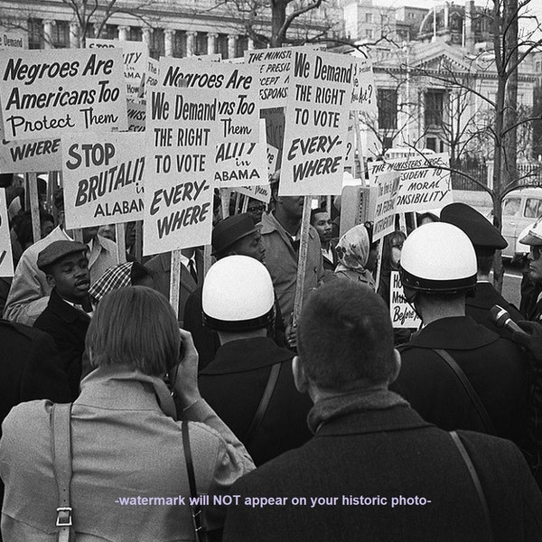 5x7 1965 Black Civil Rights Protest PHOTO Selma Alabama March White House Protestors