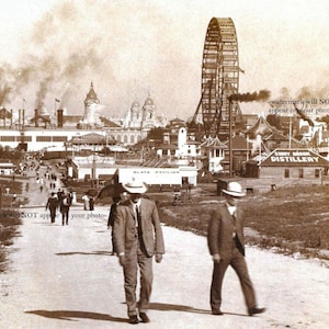 8x10 1904 Worlds Fair St Louis PHOTO Original First Ferris Wheel on Display, Forest Park PHOTO POSTER Louisiana Exposition