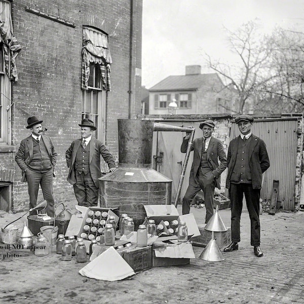 5x7 1922 Bootleggers Liquor Still PHOTO Moonshine Whiskey, Mason Jars, PROHIBITION Bootleggers Police Raid Repeal 18th Amendment