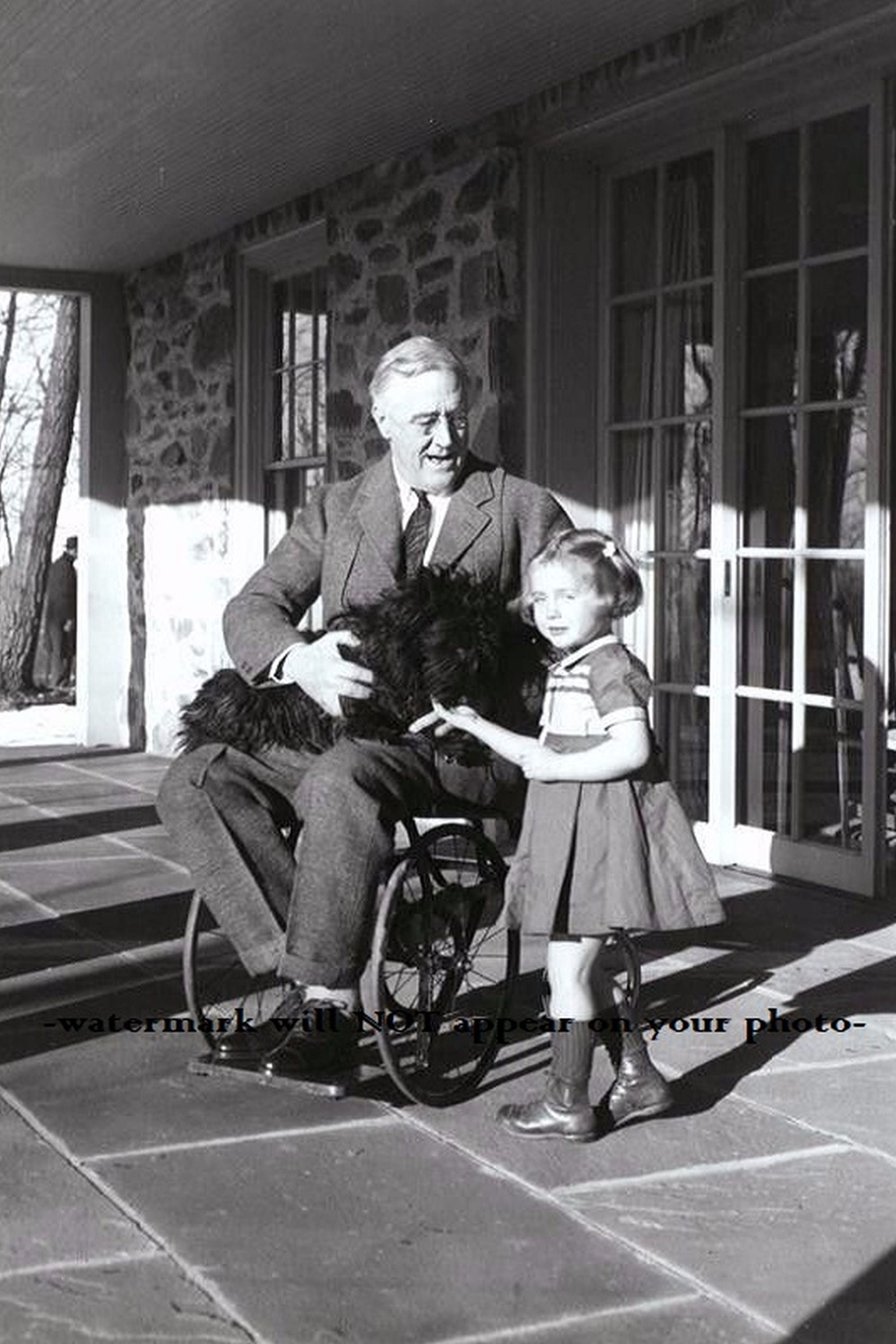 5x7 1941 希少なフランクリン ルーズベルト車椅子写真 FDR ホワイト