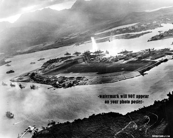 11x14 Pearl Harbor Attack Action PHOTO Poster Japanese Torpedo Attack Battleship Row USS Arizona  Tennessee Oklahoma California