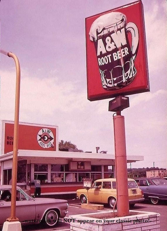 5x7 ヴィンテージ A&W ルートビア ダイナー 写真 レストラン サイン