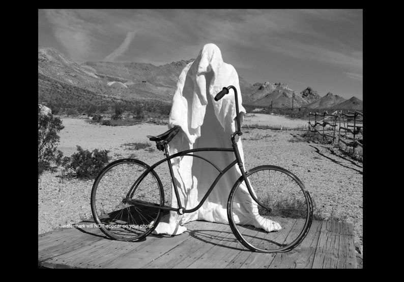 8x10 Creepy Bicycle Ghost Rider PHOTO Costume Freak Scary image 1