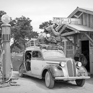 5x7 Vintage Post Office Gas Station PHOTO 1940 Pumps and Stage Stop New Mexico
